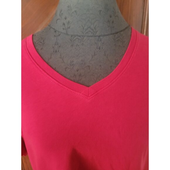 Woman Within Womens Red V-Neck Short Sleeve T-Shirt Size 18/20 L Cotton Blend - Picture 2 of 7